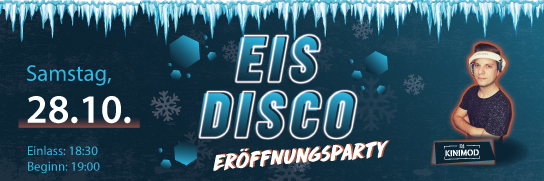 Banner Eisdisco Eishalle Peuerbach Eröffnungsparty